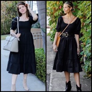 Hill House Home Nesli Nap Dress in Black Swiss Dot size small